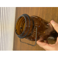 ANTIQUE TRADEMARK THE DANDY Dark Amber Fruit Jar PAT OCT 13TH 1885 8.75"H