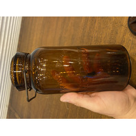 ANTIQUE TRADEMARK THE DANDY Dark Amber Fruit Jar PAT OCT 13TH 1885 8.75"H