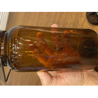 ANTIQUE TRADEMARK THE DANDY Dark Amber Fruit Jar PAT OCT 13TH 1885 8.75"H