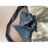 PAOLO MASI Mink Fur Genuine Leather Purse/Hand Bag MADE IN ITALY 15"L