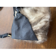 PAOLO MASI Mink Fur Genuine Leather Purse/Hand Bag MADE IN ITALY 15"L