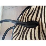 SAKS FIFTH AVENUE Zebra Hair Genuine Leather Purse/Hand Bag MADE IN ITALY 14"L