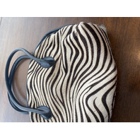 SAKS FIFTH AVENUE Zebra Hair Genuine Leather Purse/Hand Bag MADE IN ITALY 14"L