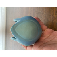 VTG VAN BRIGGLE Ming Blue Small Pottery Tulip Vase 3.5"H SIGNED