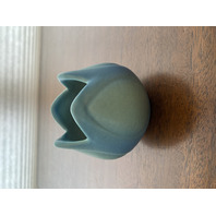 VTG VAN BRIGGLE Ming Blue Small Pottery Tulip Vase 3.5"H SIGNED