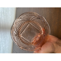 ANTIQUE EAPG US GLASS Pink Depression MASSACHUSETTS Lidded Butter Dish 5.25"H