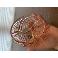 ANTIQUE EAPG US GLASS Pink Depression MASSACHUSETTS Lidded Butter Dish 5.25"H