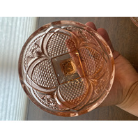 ANTIQUE EAPG US GLASS Pink Depression MASSACHUSETTS Lidded Butter Dish 5.25"H