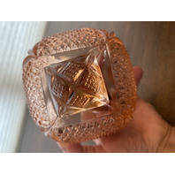 ANTIQUE EAPG US GLASS Pink Depression MASSACHUSETTS Lidded Butter Dish 5.25"H