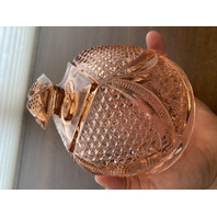 ANTIQUE EAPG US GLASS Pink Depression MASSACHUSETTS Lidded Butter Dish 5.25"H