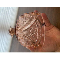 ANTIQUE EAPG US GLASS Pink Depression MASSACHUSETTS Lidded Butter Dish 5.25"H