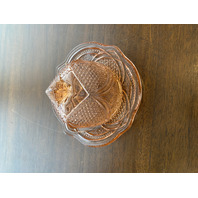 ANTIQUE EAPG US GLASS Pink Depression MASSACHUSETTS Lidded Butter Dish 5.25"H