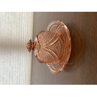 ANTIQUE EAPG US GLASS Pink Depression MASSACHUSETTS Lidded Butter Dish 5.25"H