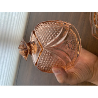 ANTIQUE EAPG US GLASS Pink Depression MASSACHUSETTS Lidded Butter Dish 5.25"H