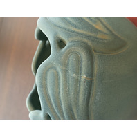 VTG VAN BRIGGLE Ming Blue Art Pottery PHILODENDRON LEAF Vase 4.25"H SIGNED