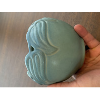 VTG VAN BRIGGLE Ming Blue Art Pottery PHILODENDRON LEAF Vase 4.25"H SIGNED