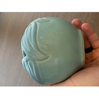 VTG VAN BRIGGLE Ming Blue Art Pottery PHILODENDRON LEAF Vase 4.25"H SIGNED