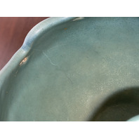 VTG VAN BRIGGLE Ming Blue Art Pottery PHILODENDRON LEAF Vase 4.25"H SIGNED