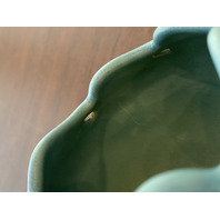 VTG VAN BRIGGLE Ming Blue Art Pottery PHILODENDRON LEAF Vase 4.25"H SIGNED