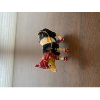 Small Red Black & White W/Gold Trim Enamel Cow Trinket Box W/Rhinestones 3.75"L