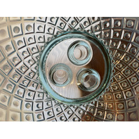 STUNNING VINTAGE Blue Opalescent Diamond Lace 3 Horn Art Glass Epergne 9"H