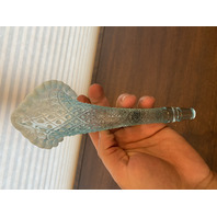 STUNNING VINTAGE Blue Opalescent Diamond Lace 3 Horn Art Glass Epergne 9"H