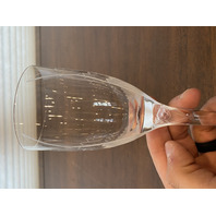 SET(4) VTG LALIQUE Crystal "ANGEL FACE/WINGS" Champagne Glasses 8"H SIGNED