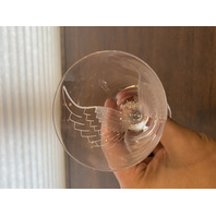 SET(4) VTG LALIQUE Crystal "ANGEL FACE/WINGS" Champagne Glasses 8"H SIGNED