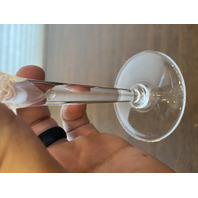 SET(4) VTG LALIQUE Crystal "ANGEL FACE/WINGS" Champagne Glasses 8"H SIGNED