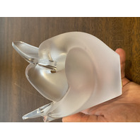 VTG LALIQUE Crystal SYLVIE Kissing Doves Vase SIGNED 8.25"H FRANCE