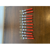 66 PIECE Washington Forge MARDI GRAS Red Stainless Korea Flatware Set