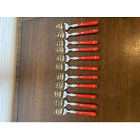 66 PIECE Washington Forge MARDI GRAS Red Stainless Korea Flatware Set