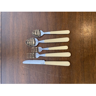 40 PIECE Cream Colored Stainless Taiwan Flatware Set