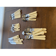 40 PIECE Cream Colored Stainless Taiwan Flatware Set