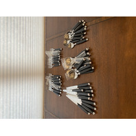 60 PIECE Pfaltzgraff Black Plastic Handled Stainless China Flatware Set