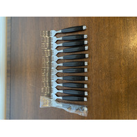 60 PIECE Pfaltzgraff Black Plastic Handled Stainless China Flatware Set