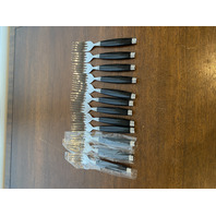60 PIECE Pfaltzgraff Black Plastic Handled Stainless China Flatware Set