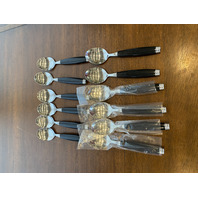 60 PIECE Pfaltzgraff Black Plastic Handled Stainless China Flatware Set