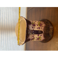 LARGE ANTIQUE Purple & Gold Floral Painted Porcelain Lidded Biscuit Jar 12.75"H