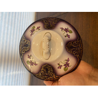 LARGE ANTIQUE Purple & Gold Floral Painted Porcelain Lidded Biscuit Jar 12.75"H