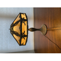 VTG ART NOUVEAU HEAVY Carmel Slag Glass Electric Table Lamp 22"H