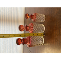 3 ANTIQUE BACCARAT Crystal Rose Tiente Bambous Tors Swirl Glass Perfume Bottles