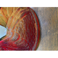 VTG FENTON UV REACTIVE Amberina Nesting Hen Split Tail Art Glass Candy Dish 8"L