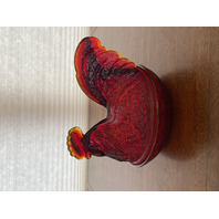 VTG FENTON UV REACTIVE Amberina Nesting Hen Split Tail Art Glass Candy Dish 8"L