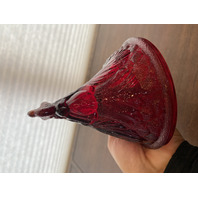 VTG FENTON UV REACTIVE Amberina Nesting Hen Split Tail Art Glass Candy Dish 8"L