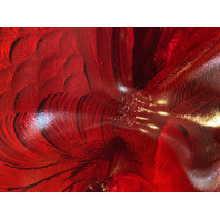 VTG FENTON UV REACTIVE Amberina Nesting Hen Split Tail Art Glass Candy Dish 8"L