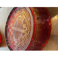 VTG FENTON UV REACTIVE Amberina Nesting Hen Split Tail Art Glass Candy Dish 8"L