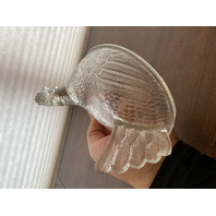 VTG Indiana Glass Clear Glass Nesting Hen Design Candy Dish 7"L