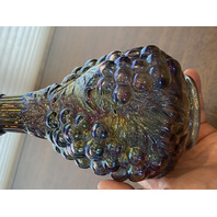 VTG Imperial Glass Grape Cluster Smoke Iridescent Carnival Glass Decanter 9.5"H