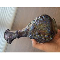 VTG Imperial Glass Grape Cluster Smoke Iridescent Carnival Glass Decanter 9.5"H